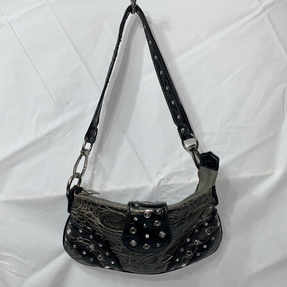 M.C. Handbags - M.C. Gray Faux Snake Skin Clutch